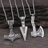3Pcs Viking Necklace Viking Hammer Spearhead Ax Necklace Nordic Pendant Jewelry Amulet