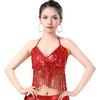 Women Sparkling Sequin Tops Belly Dance Fringe Costume Glitter Factor Party Sparkling Tops Festival Attire Carnival Outfit