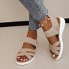 Sandals for Women Summer 2024 Cross Belt Thick Sole Wedges Sandales Femmes Casual Mesh Peep Toe Large Size Slip On Women's Shoes