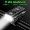 1000LM Bike Light Headlight T6 Bicycle LED USB Rechargeable Torch Aluminum Alloy Cycling Headlight High Beam Low Beam