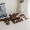Walnut Wood Jewelry Display Stand Luxury Art Earring Organizer Tray Ring Holder Trinkets Storage Ladder Base Exhibition Jewelery Ornaments Shelf Prop