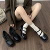 Black French Mary Jane Small Leather Shoes Women'S Summer New Round Head Versatile Skirt Retro Thick Heel Single Shoes