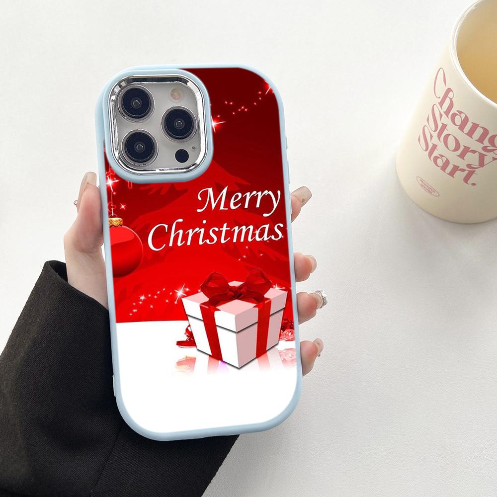 N111 Merry Christmas Art Happy New Year Soft Phone Cases for Samsung S24 S23 A15 A12 A35 A54 Infinix Hot 40i Plating Frame Camera Protector Back Cover