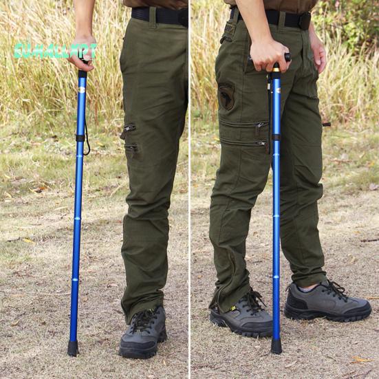 Walking Stick Anti Slip Multifunctional Aluminum Alloy Five-section Telescopic Collapsible Trekking Poles for Outdoor Mountaineering