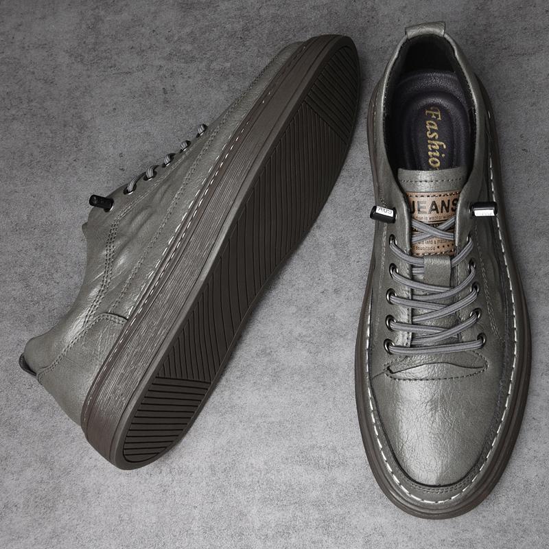 Comfy Leather Men Shoes Personality Men's Casual Shoes Comfortable Male Sneakers Lace Up Skate Flats for Man New Vulcanize Shoes