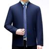 Mulberry Silk High-end Jacket for Middle-aged Men, Loose Business Casual Stand-up Collar Top, Spring and Autumn Thin Men's Jacket