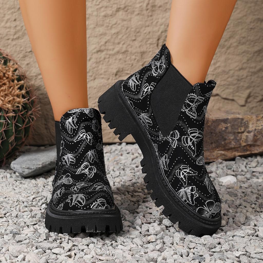 Fashion Fashionable New 2025 Round Headed Butterfly Sexy Casual Work Boots for Winter Comfortable Non Slip Elegant Women's Boots