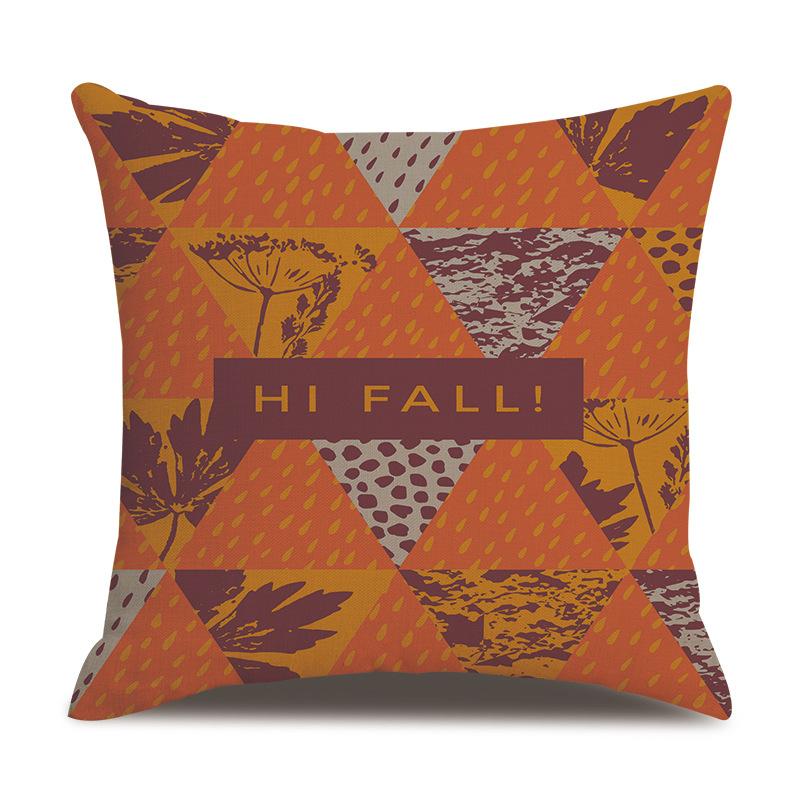 Thanksgiving Linen Pillowcase Autumn Pumpkin Print Pillow Cushion Cover