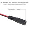 22AWG Power Cable Connector 2.1 X 5.5mm DC Female Jack To Dual Alligator Clip Connector Cable Adapter