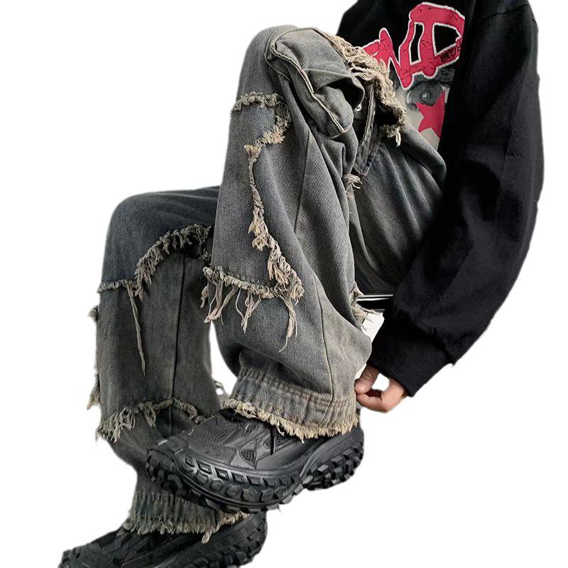 2024 American Retro Wide-Leg Straight Jeans – Summer High Street Style, Loose Fit, Niche Design