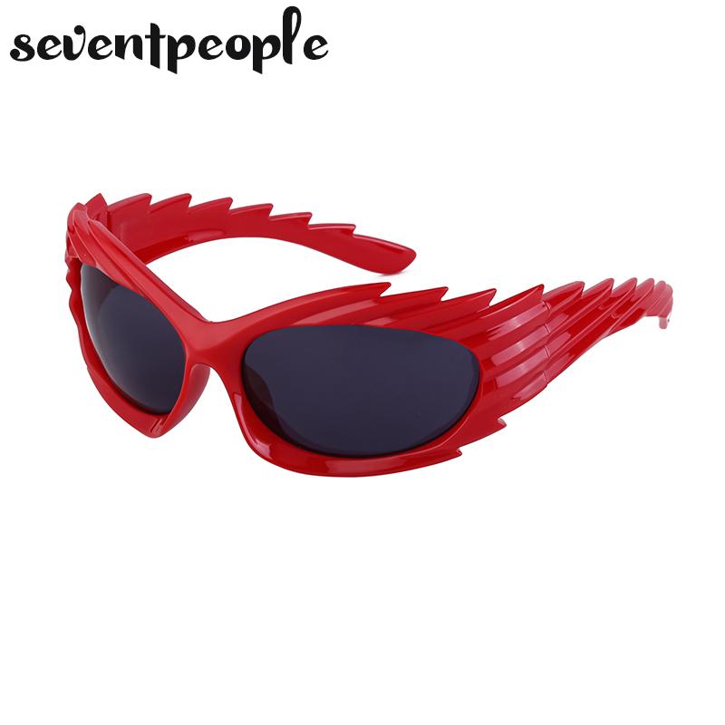 Spike Rectangle Sunglasses Women Men Luxury Brand Designer Fashion Punk Sun Glasses for Male Steampunk Y2K Sports Sunglass