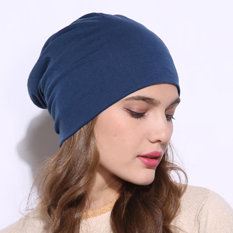 Casual Spring Women Black Slouch Beanies Hats Solid Color Thin Cotton Oversize Bonnets Caps For Ladies Men Hats