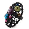 [J2042] - Designer Ring 'Sissi' Black Multicolored
