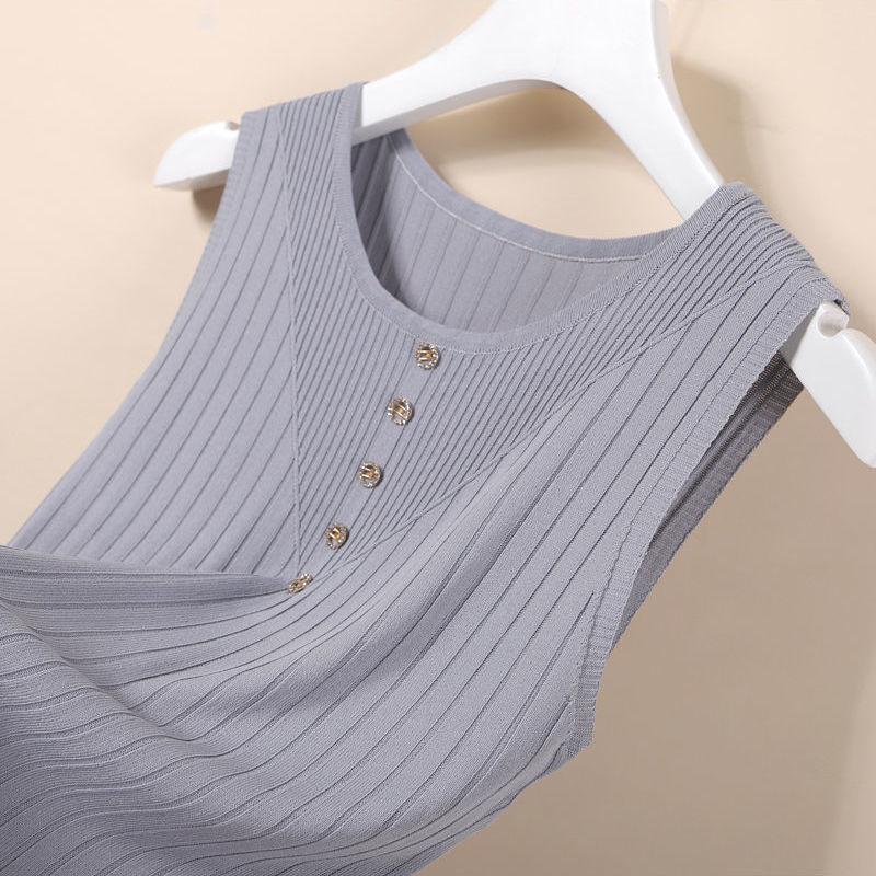 Suspender Vest for Women O-neck Spring and Summer New Style Knitted Sleeveless Bottom Tshirt Tops