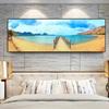 Landscape Wooden Bridge Beach Blue Sky Cloud Canvas Painting Posters and Prints Wall Art Pictures Room Home Decor No Frame
