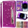 Wallet Fashion Glitter Card Slots Flip Soft Silicone Card Slots Leather Case For iPhone Samsung Galaxy Xiaomi Redmi Huawei Google OnePlus Case