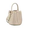 New Sheepskin Woven Bucket Bag Niche Texture Vegetable Basket Handbag Genuine Leather Woven Crossbody Bag