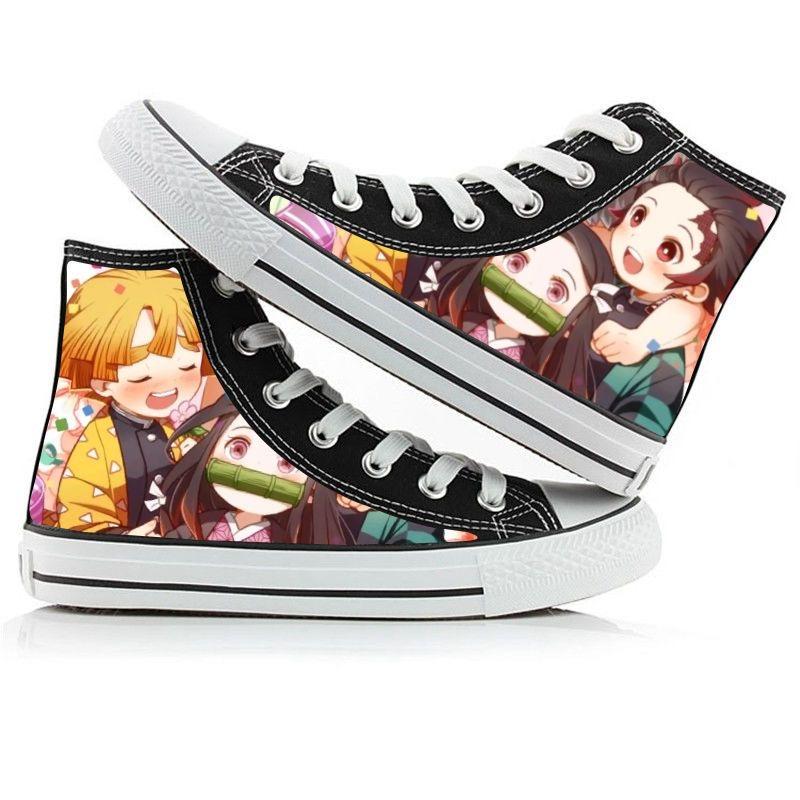 2024 Demon Slayer Print Canvas Shoes Fashion Anime Student Men Women Unisex Casual Shoe Lovers Couples Shoes