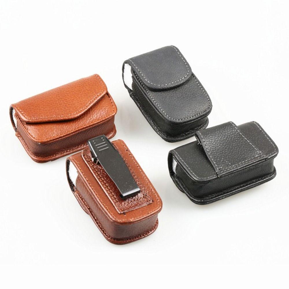 Portable Leather PU Glasses Case Belt Wearable Folding Glasses Storage Box