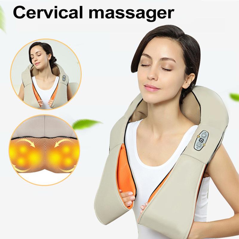 U Shape Kneading Shiatsu Infrared Heated Kneading Car/Home Massagem Cervical Back Neck Massager Shawl Device Shoulder Massager