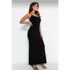 Black Fitted Maxi Flexible Sandy Dress With Adjustable Strap Length