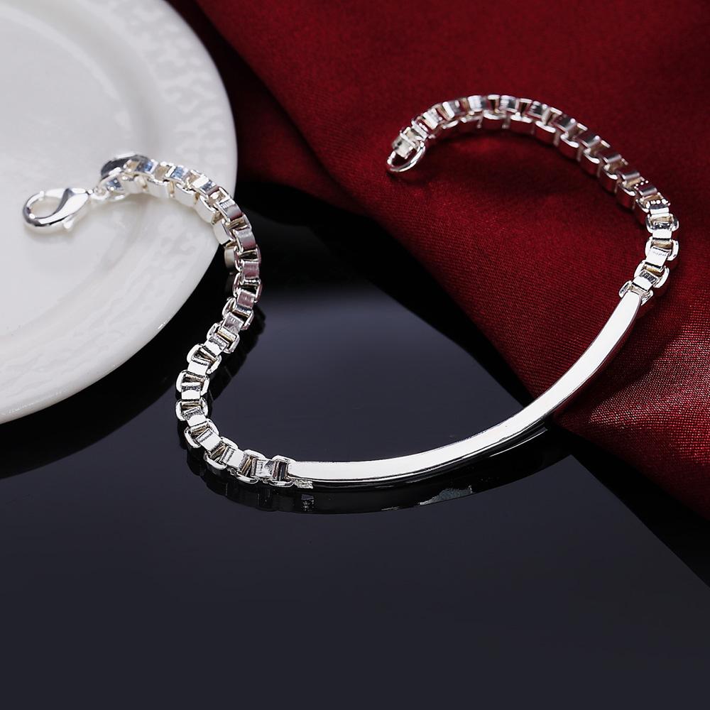Fine Korean Fashion 925 Sterling Silver Classic Strip Lattice Bracelet for Woman Man Wedding Party Noble Gifts Fashion Jewelry