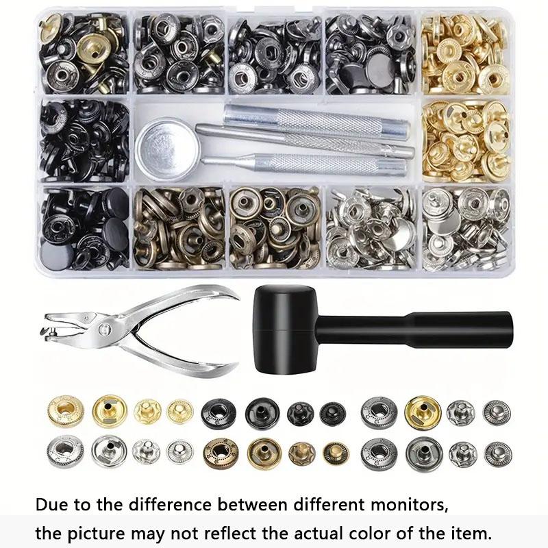 120pcs Leather Snap Fasteners Kit Metal Button Press Studs With Installation Tools Hammer For DIY Leathercraft Clothing Jeans