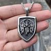 Retro Men'S Titanium Steel Chain Domineering Steel Pendant Angel Wings Shield Stainless Steel Pendant Sweater Chain