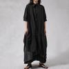 Irregular Pleated Turn-down Collar Dress GYX1656