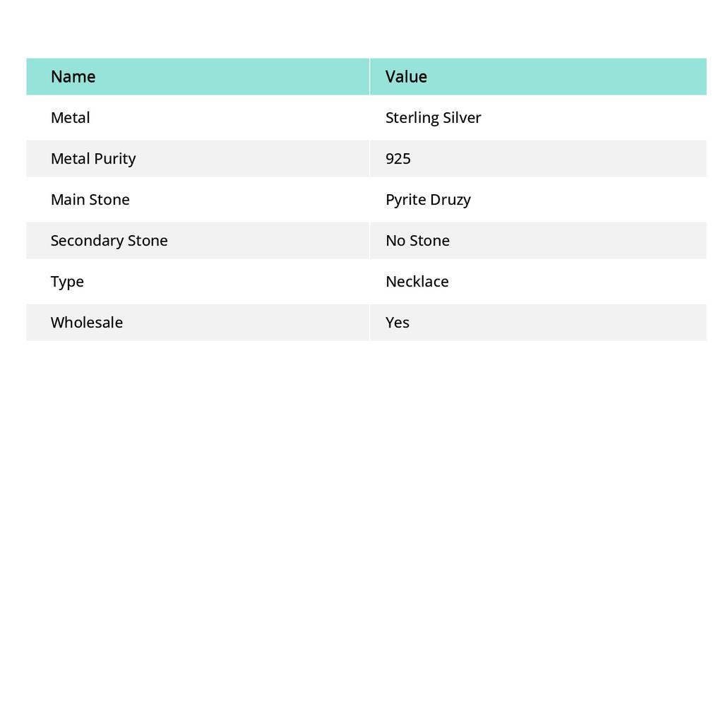 Natural Pyrite Druzy Gemstone 925 Sterling Silver Jewelry Necklace 18" P9f23