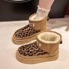 Womens Snow Boots  Leopard Print Sequined Cloth Wool Lined Women Platform Shoes New Winter Ankle Boots Outdoor Warm and Non-slip