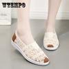 Summer Casual Flats Shoes Woman Hollow Outs Breathable White Lace Work Shoes Flat Bottom Cloth Shoe Loafers