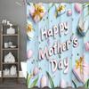 Happy Mother's Day Tulip Gift Blue Shower Curtain, Bathroom Decorative Shower Curtain, Waterproof Shower Curtain with Hooks