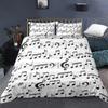 Music Duvet Cover Set 3D Print Music Note White Black Comforter Cover for Boys Girls Teens Polyester Bedding Set King Queen Size