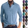 Men's Spring And Autumn Solid Color T-shirt Lapel 3 Button Open Placket Button Long Sleeved Top