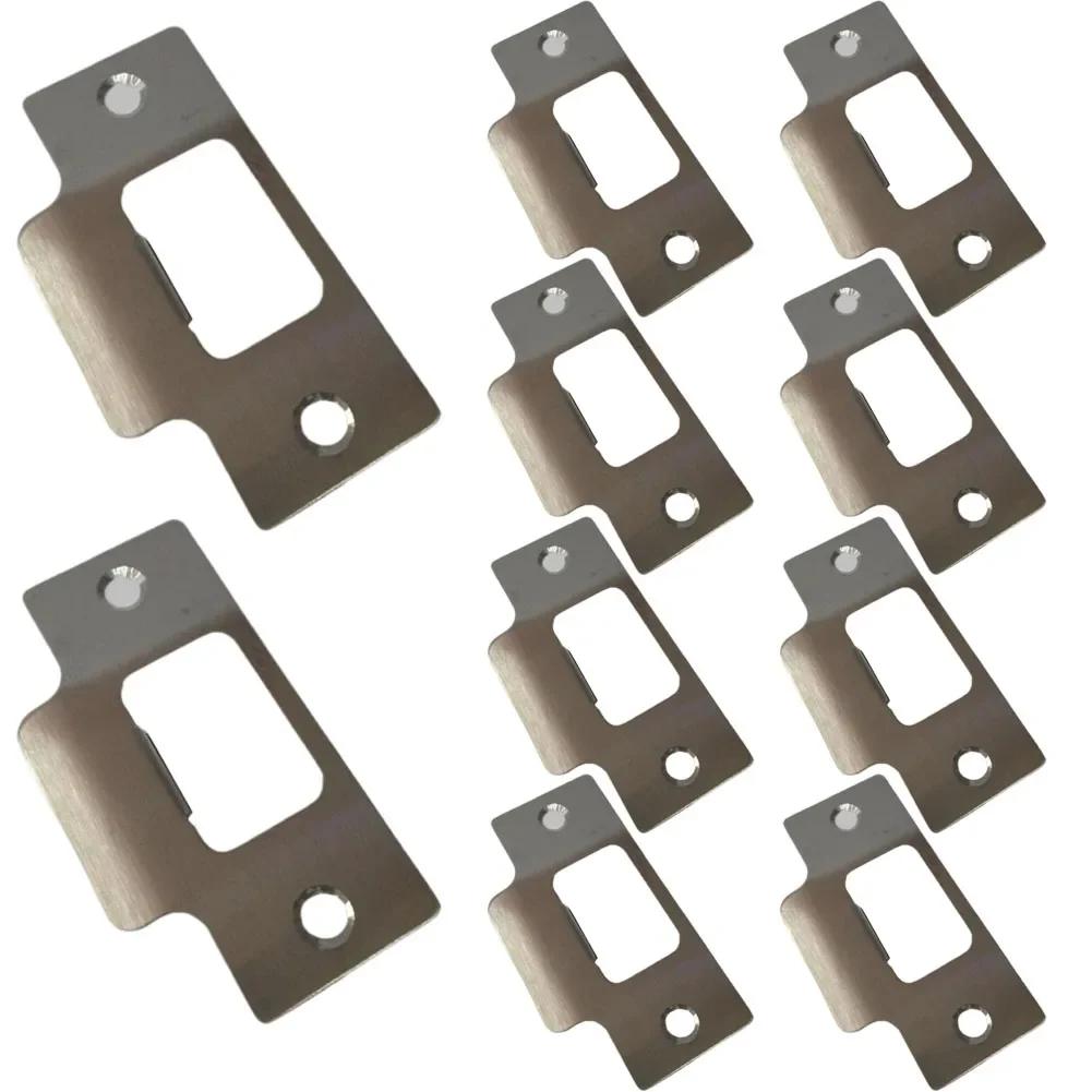 5/10pc Standard Tubular Latch Door Safety Guard Latch Replacement Striker Plate Nickel Plated Bathroom Lock Accessories