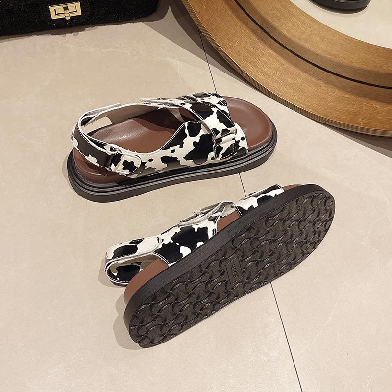 Velcro Platform Open-toed Sandals Women's Summer New Fashion Versatile Casual Soft-soled Beach Roman Shoes