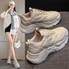 Fashion 2024 New Style Mesh Breathable Round Toe Thick Sole Heightening Dad Shoes Comfortable Non-slip Versatile Women's Sports Shoes
