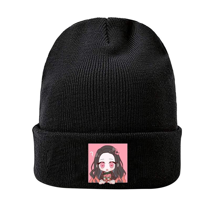 Knit Hat Demon Slayer Kimetsu No Yaiba Anime Winter Warm Beanie Caps Gonpachiro Kamanoko Unisex Women Casual Bonnet