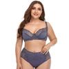 Plus Size Women's Bra Set with Underwire Lace Trim Women's Underwear Thin Molded Cup Bra