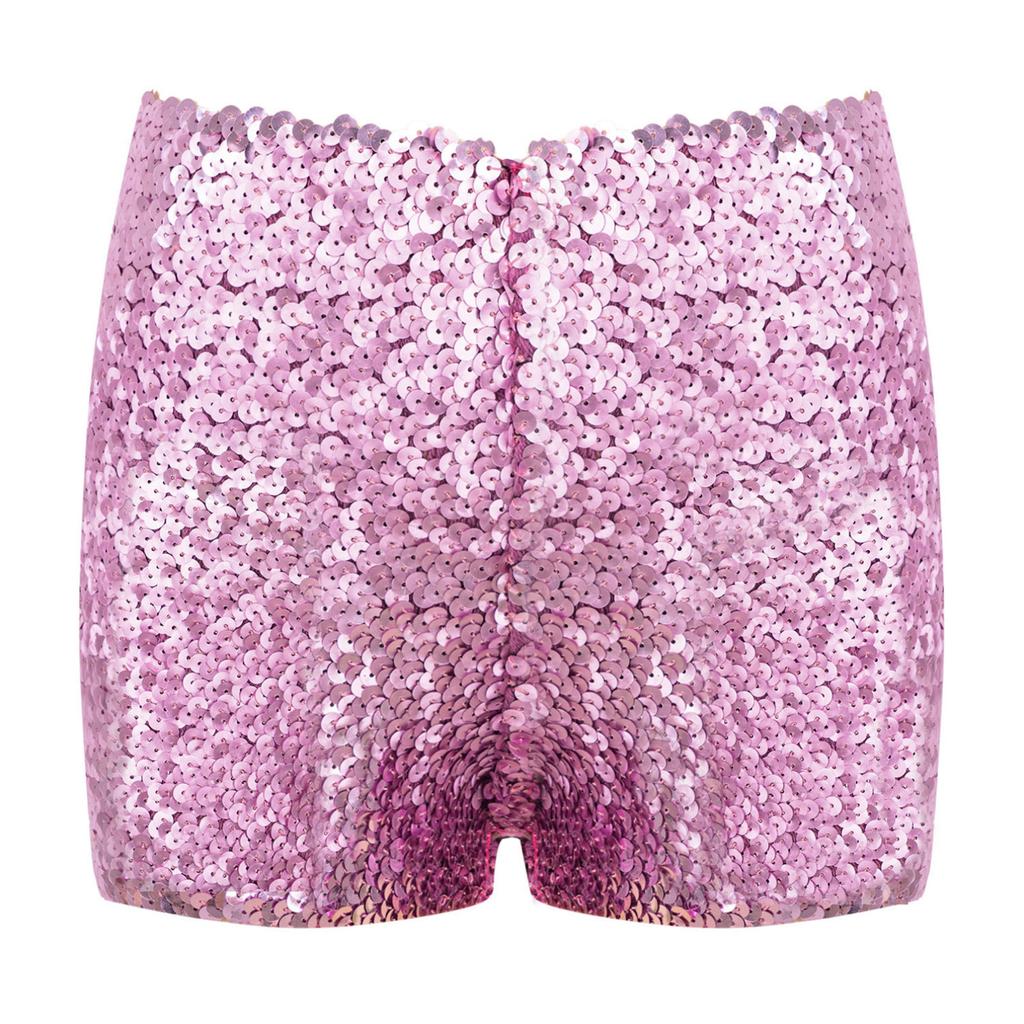 Kids Boys Girls Sparkle Sequins Dance Shorts High Waist Gymnastic Jazzz Hip Hop Dance Performance Dance Shorts