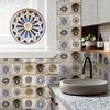 10pcs Church Rose Window Pattern Tiles Wall Sticker Kitchen Backsplash Wardrobe Bathroom Peel & Stick Waterproof Art Wall Decals