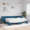 VidaXL Daybed with Trundle Bed and Mattress Blue 90x200 Cm Velvet 3196714