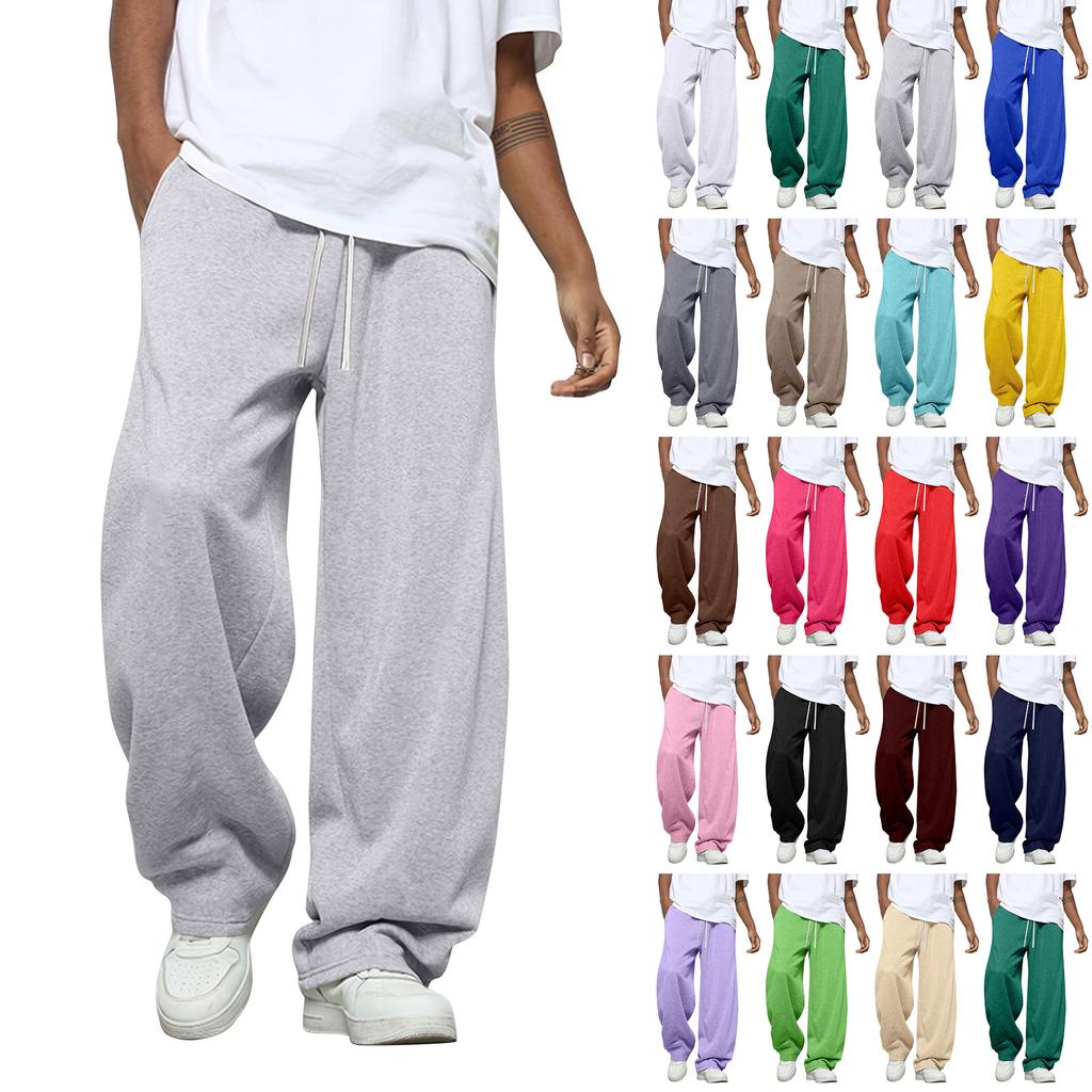 Men's Solid Color Loose Wide Leg Sweatpants Men's Casual Fashion Sweatpants