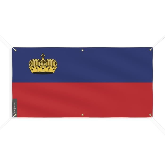 Bannière Drapeau Liechtenstein - PIXELFORMA - 70x140cm - Polyester Durable - 6 Œillets Renforcés