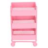 Dollhouse 3 Tier Storage Rack Simulation Movable 1:12 Dollhouse Trolley Rack with WheelsPink