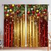 1 Set Of 2pcs Christmas Ball, Red&gold Snowflake, Wooden Grain Digital Printing Curtain, Polyester, Suitable For Living Room