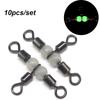 10Pcs Durable Splitter Luminous Wivels Bearing Fishing Pin Line Connector Trident 3 Way Ring Rolling