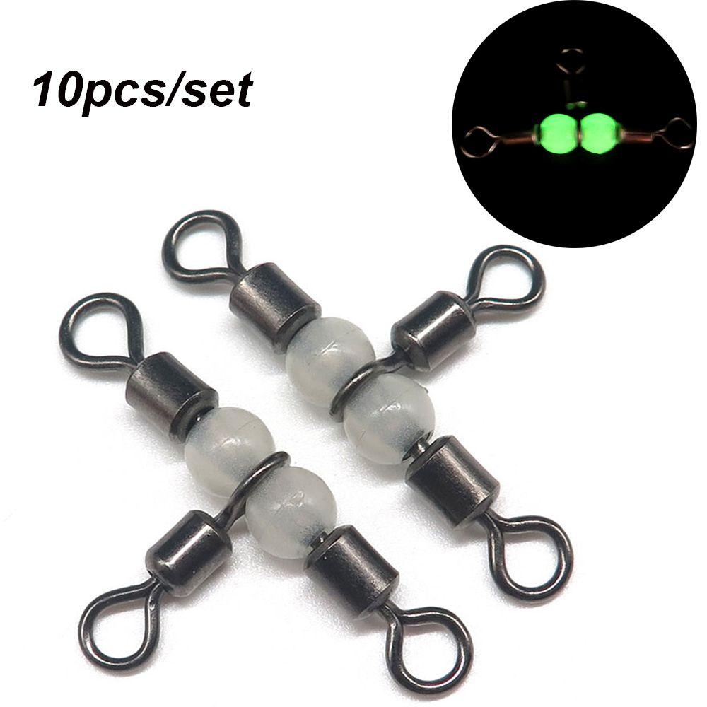 10Pcs Durable Splitter Luminous Wivels Bearing Fishing Pin Line Connector Trident 3 Way Ring Rolling