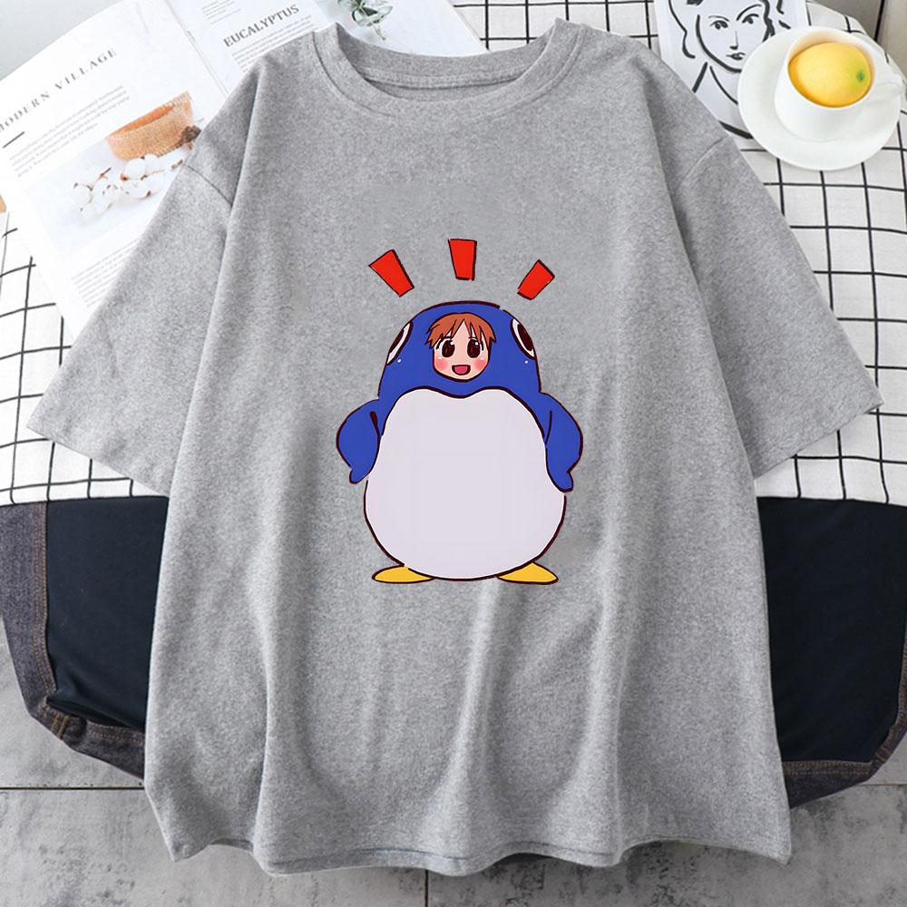 Azumanga Daioh Chiyo Mihama T-shirts WOMEN Summer Penguin Japanese Anime Tshirts 100% Cotton Kawaii/Cute Short Sleeve Streetwear
